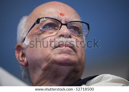 HARIDWAR, INDIA - APRIL 3: LK Advani, leader of the Bharathiya Janatha Party at an event during Kumbh Mela festival April 3, 2010 in Haridwar, India.