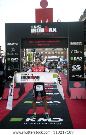 Copenhagen, Denmark, August 23rd, 2015. Brazilian Guilherme Manocchio wins men\'s KMG Ironman Copenhagen 70.3 in 08:14:56 H.