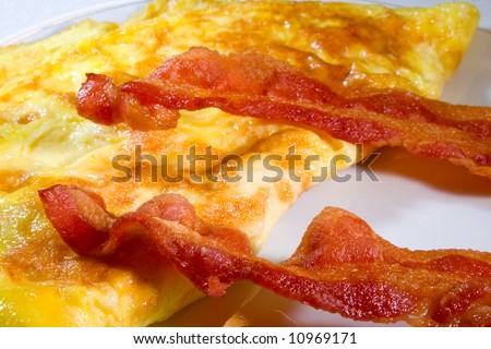 Bacon with eggs ready to serve or eat