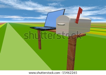 Rural mailbox with laptop computer