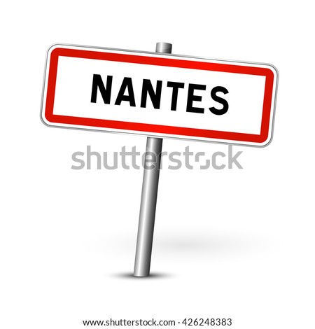 Nantes France - city road sign - signage board