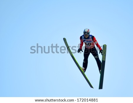 SOCHI, RUSSIA - DECEMBER 9, 2012: FIS Ski Jumping World Cup in Sochi on tramplin complex \