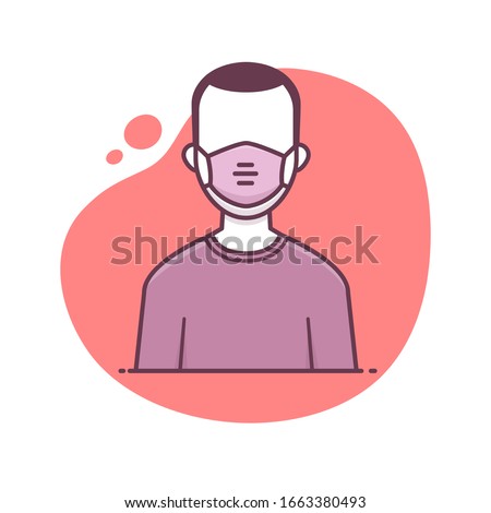 Male person wearing protective face mask / medical mask vector illustration