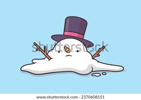 Melting snowman cartoon vector illustration