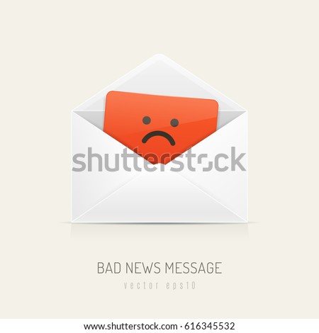 White mail envelope with red card inside show emoticon face. Vector illustration