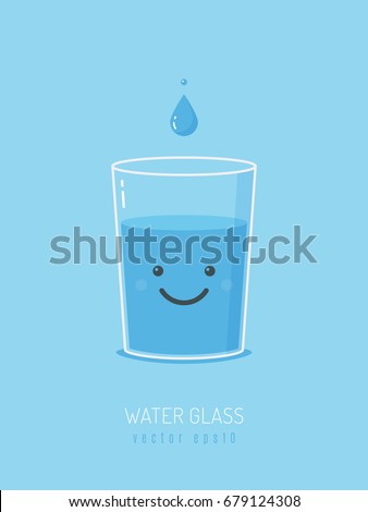 Glass of water with cartoon smiley face vector illustration 