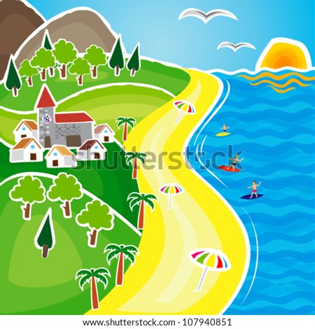Landscape beach and country