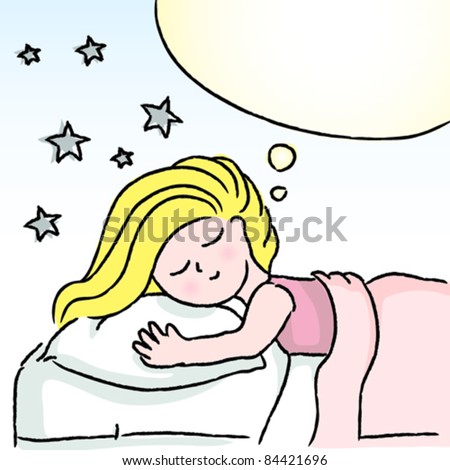 Girl Sleeping And Dreaming. Vector Illustration - 84421696 : Shutterstock