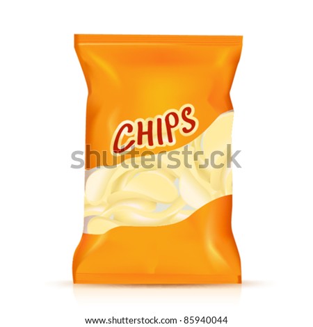 Chips Plastic Bag, Vector Illustration - 85940044 : Shutterstock