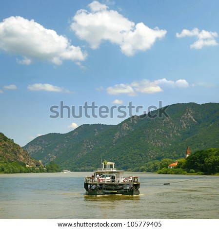 Ferry across the River Danube, Spitz, Wachau Valley - UNESCO World Heritage Site, Lower Austria