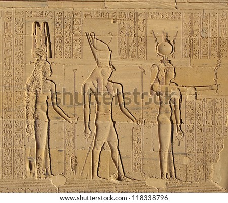 Gods of Egypt, Philae Temple in Egypt. UNESCO World Heritage Site