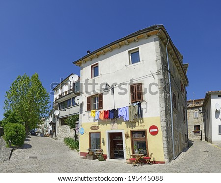 BUZET, CROATIA - MAY 5: Streets and houses of the old town on May 5, 2014. The old town inland the Istria was always founded on a hill top. Buzet is one of the excellent sights of Istria