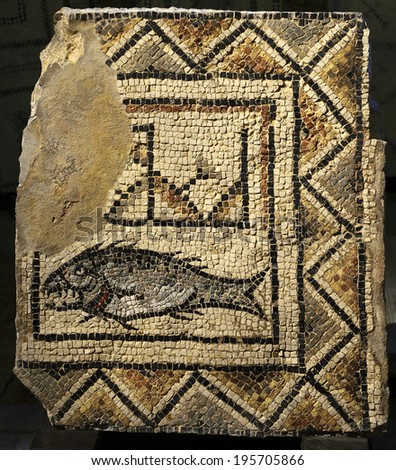 POREC, CROATIA - MAY 6: Old byzantine mosaic in Euphrasian Basilica on May 6, 2014. Basilica is UNESCO World Heritage Site.