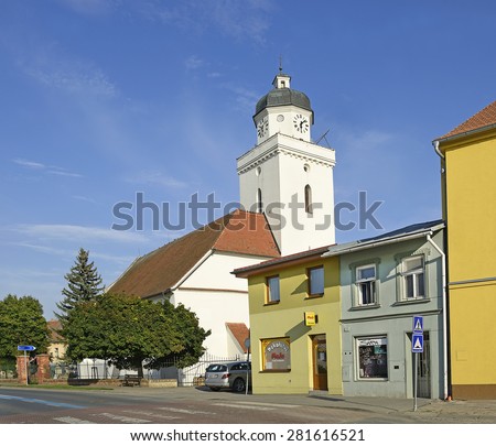 POHORELICE, CZECH REPUBLIC - AUGUST 7: The Parish Church of St. James the Elder on August 7, 2014. City famous for its wine tradition, sanctuary in the city center.