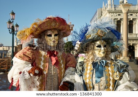 VENICE - FEBRUARY 8: Person in Venetian costume attends the Carnival of Venice, festival starting two weeks before Ash Wednesday on February 8, 2013 in Venice, Italy.