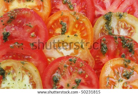 Background Texture of Bright Colorful Tomato Slices