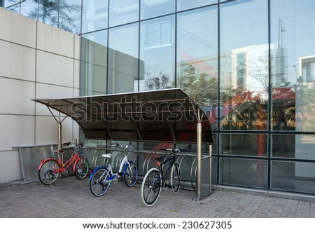 bicycle shed in modern building