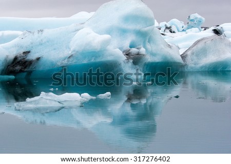 Floating ice on Jokulsarlon Glacier Lagoon, Iceland