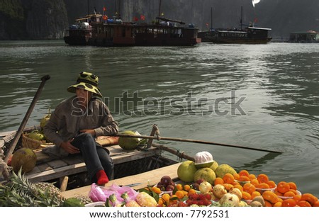 Fruit seller in Ha Long Bay, Vietnam