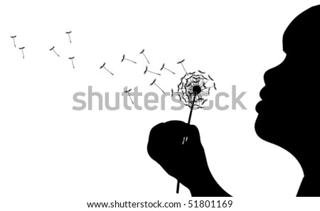 Girl With Dandelion Stock Vector Illustration 51801169 : Shutterstock