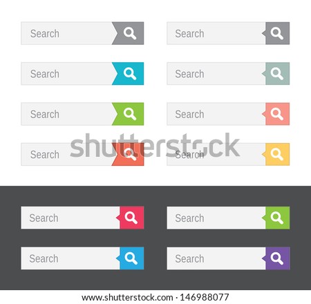 Set of search bars, flat web design elements