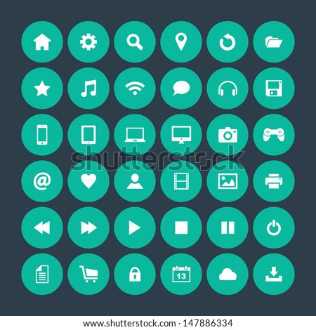 Set of round icons, flat design