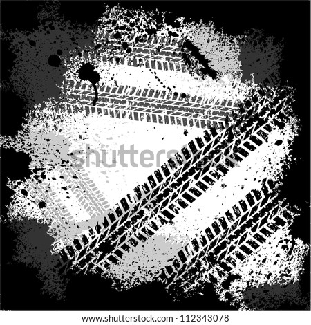 Paint blots grunge background with tire track