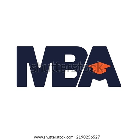 MBA abstract symbol icon with education hat silhouette