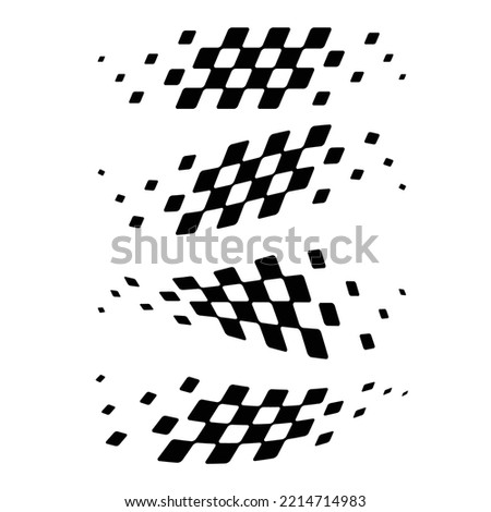 Abstract car sport race logo with black and white flags. Start and finish line design for racing championship