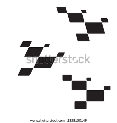 Abstract car sport race logo with black and white flags. Start and finish line design for racing championship