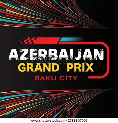 Abstract checkered flad background with red gradient and speed race track logo. Poster or banner for Azerbaijan Grand Prix round competition with different sport design elements