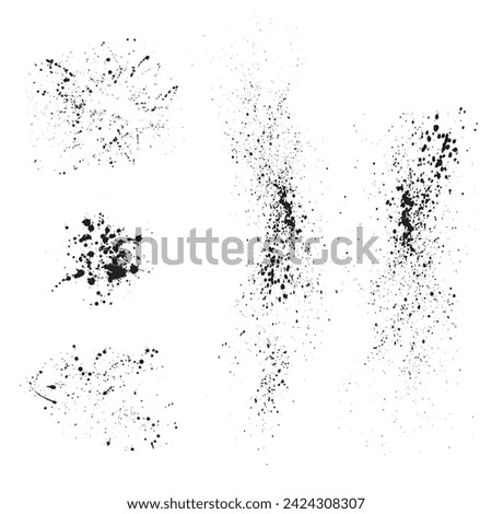 Set of differrent ink blots and splash silhouettes isolatedon white background. Design elements for grunge wallpaper