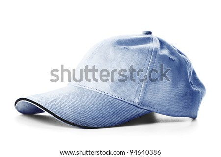 Blue jean baseball cap isolated on white background