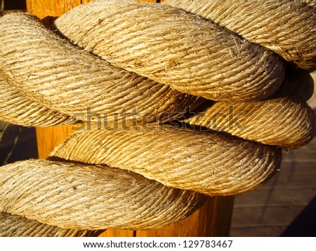 Rope with golden glow in sunlight