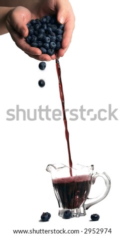 Pure Natural Blueberry Juice (pouring straight from the blueberry, into the serving dish!)