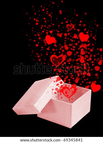 valentine magic box isolated on black