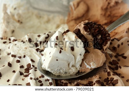 Ice cream in container.Ice cream close-up