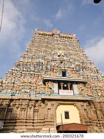 temple tower of the Kumbeswaran temple in Kumbakonam, Tamil Nadu, India