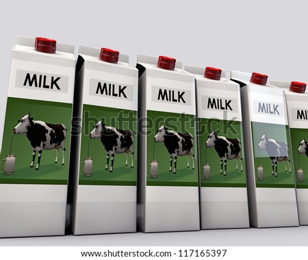 milk packages isolated on white background