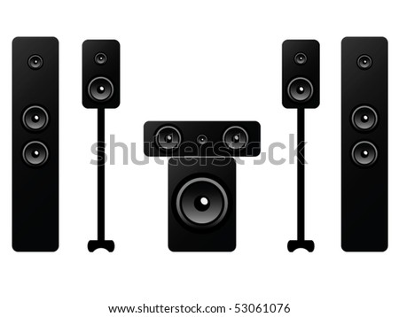 5.1 surround sound system isolated on white background