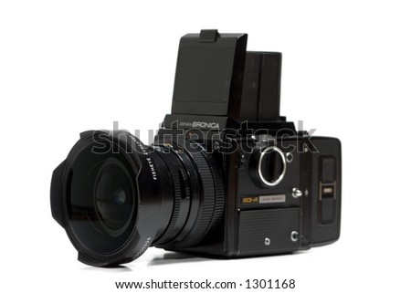 a medium format bronica SQ-A series camera with a 35mm f3.5 fisheye lens.  Bronica is no longer in business