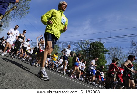 BELGRADE - APRIL 18: Man runs during \