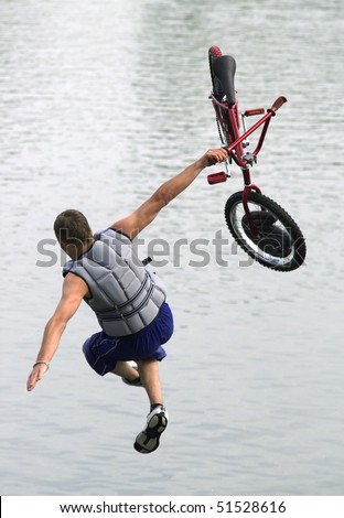 BELGRADE - JUNE 19: Biker jumps during \