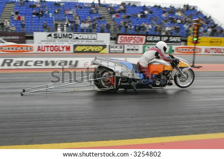 Dragster racing bike at Santa Pod Raceway, UK