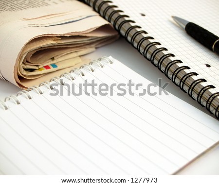 pen, newspaper  and notebooks #3