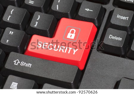 security word with icon on red and black keyboard button