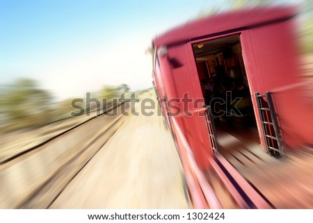 Train speeds fwd. Concept image for speeding twd the future, rapidly changing tech, urgency.