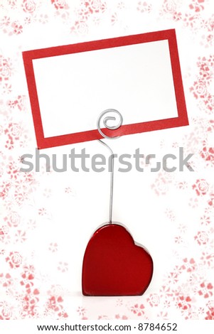 Love Note (with floral border): A heart holds a blank note with space for your copy.