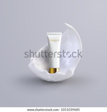 Similar – Image, Stock Photo Cosmetics beauty mockup. White bottle on pastel background