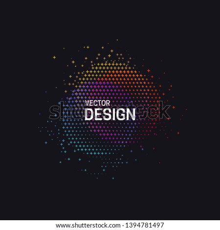 Abstract colorful circle shapes. Trendy graphic design template. Vector illustration. Data science logo concept. Cloud of partricles.